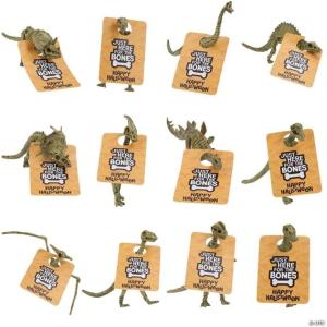 Fun Express 4 3/4″ Halloween Dinosaur Skeletons with Handout Card for 12