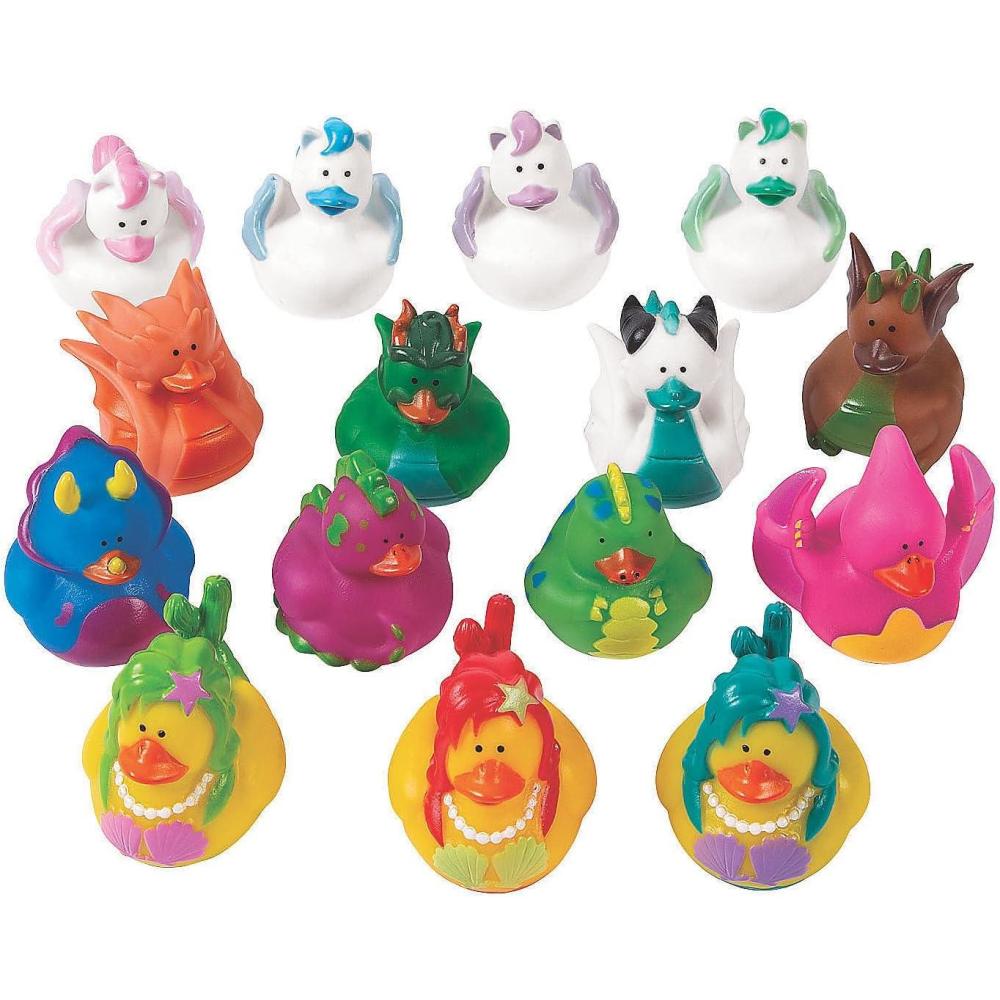 image:imageMagical Characters Rubber Duckies Assortment Unicorns Dragons Mermaid Dinosaurs and More 48 Pieces