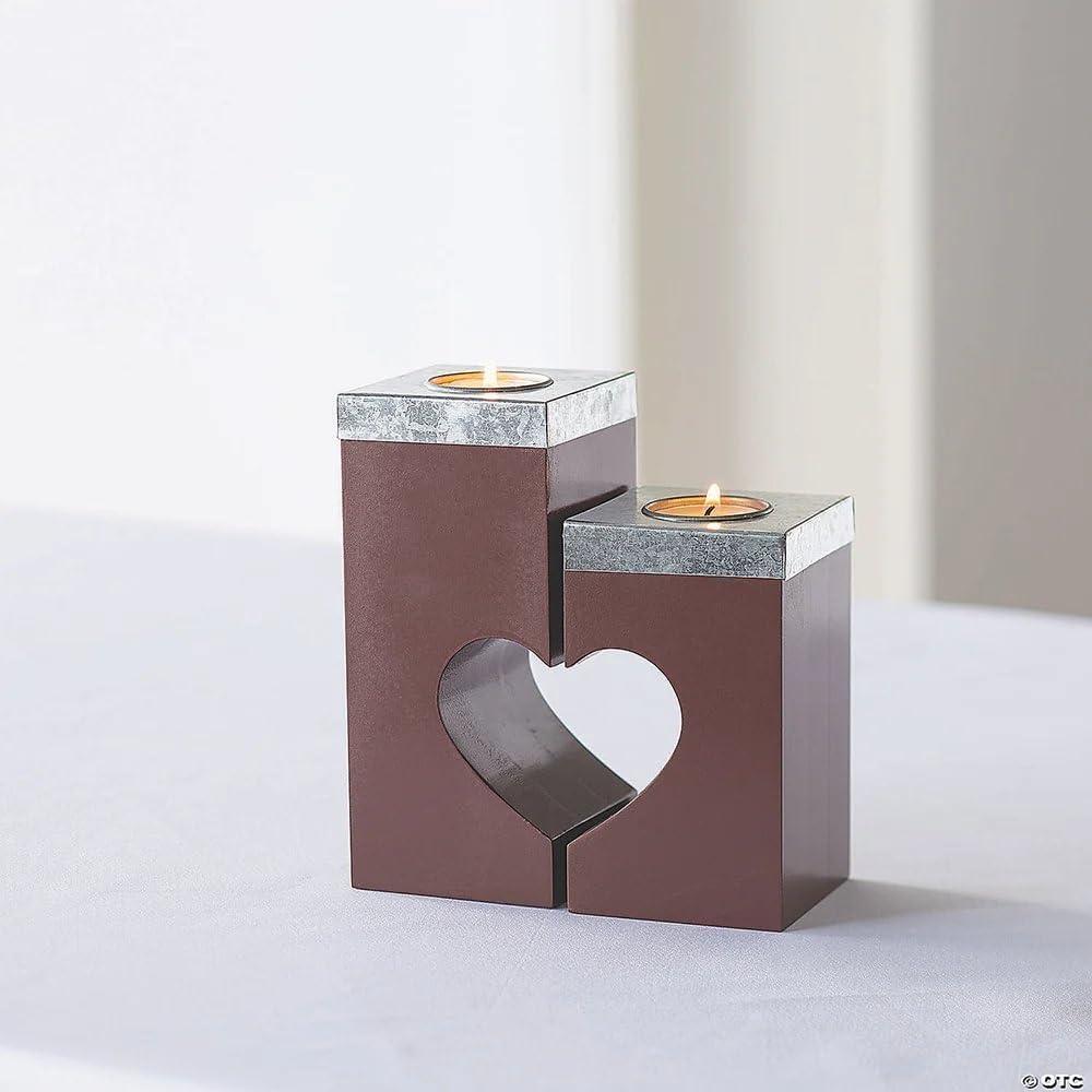 image:imageFun Express Heart Shaped Unity Candle Holder Set Elegant Wood and Metal Design for Weddings Anniversaries and Special Occasions Romantic Keepsake for Ceremony or Home Dcor 2 Pieces