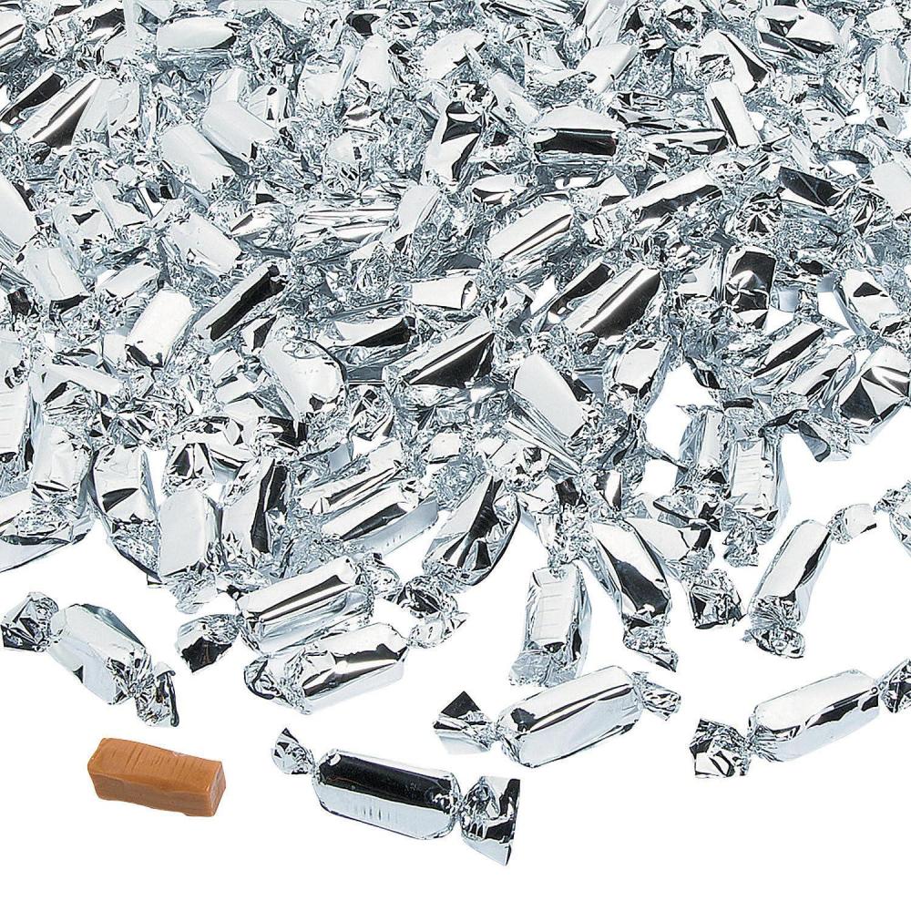 image:imageFun Express  Silver Foil Wrapped Caramels 2lbs for Wedding  Edibles  Soft amp Chewy Candy  Caramel amp Licorice amp Candy Corn  Wedding  189 PiecesCaramel