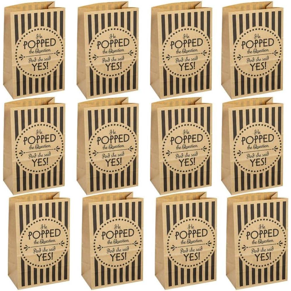 image:imageFun Express 5 14 x 8 Wedding Popcorn Kraft Paper Treat Bags Party Supplies 12 Pieces