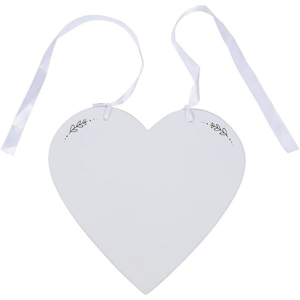 image:imageFun Express Blank Heart Shape Sign with Ribbon Customizable DIY Craft Sign Weddings Home Decor Special Events Perfect Personalization White Color Ideal Gifts Decorations Craft Projects 1 Piece