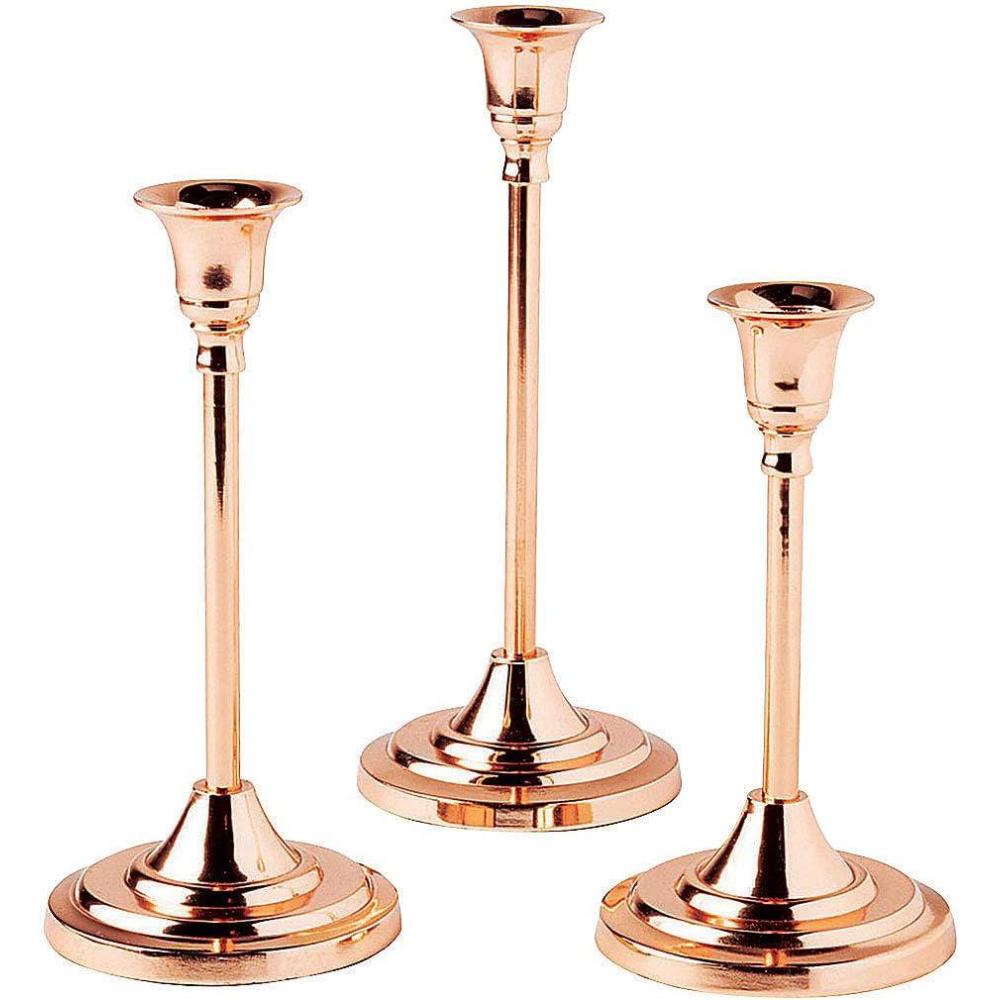 image:imageFun Express Copper Taper Candle Holder Set Elegant Wedding and Home Dcor for Centerpieces Table Settings amp Special Occasions Perfect for Weddings Receptions amp Celebrations 3 Pieces