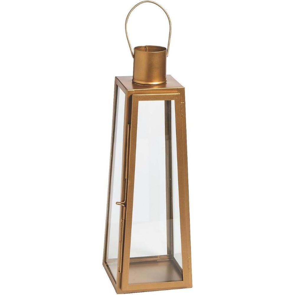 image:imageFun Express Large Metallic Gold Metal Lantern  Elegant Wedding Home Decor Accent  Event Table Settings Parties Celebration Festive Occasions  16 Inch Tall Stylish Lantern Indoor amp Outdoor  1 Piece
