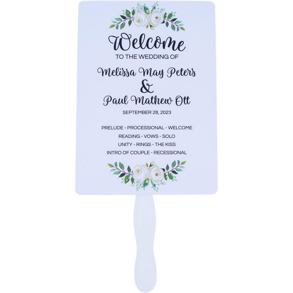 image:imageFun Express Personalized Greenery Wedding Program Hand Fans  Stationery  12 Pieces