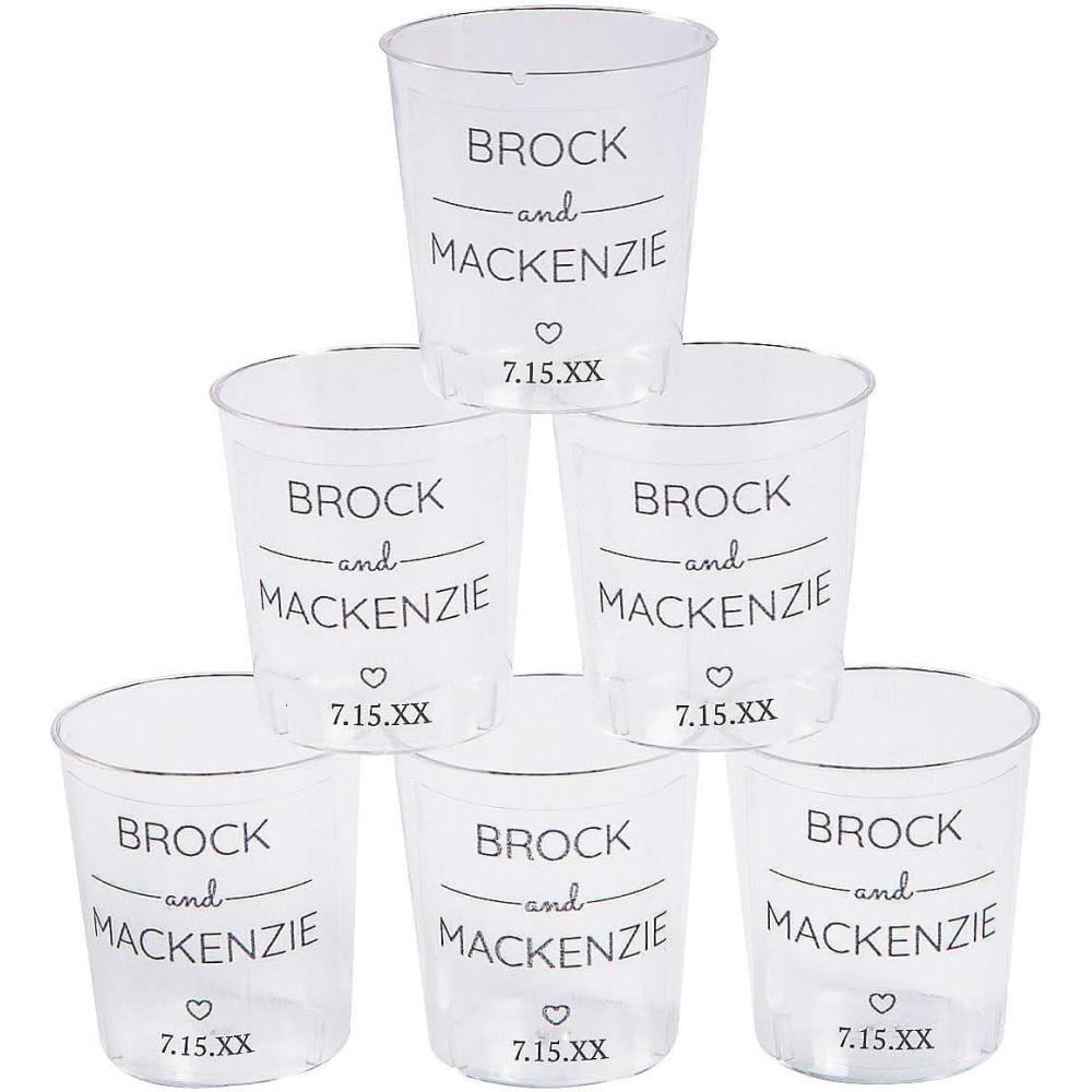 image:imageFun Express Personalized Wedding Plastic Shot Glasses 50 Pieces