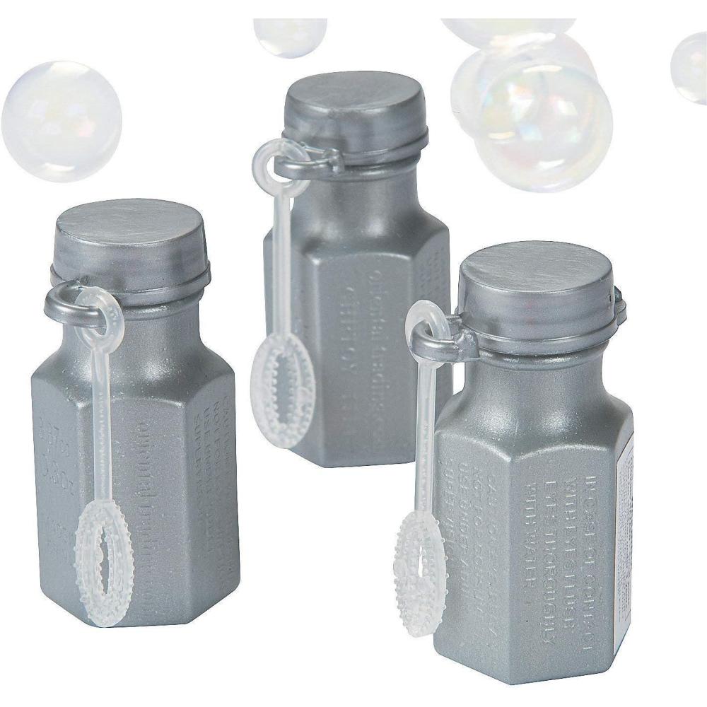 image:imageHexagon Mini Bubble Bottles 48 Pieces Wedding Birthday Party Favors Bubble Wands PurpleSilver