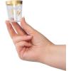 Fun Express 50 Pieces Premium Gold-Trim Let’s Party Shot Glasses, Holds 2 oz, BPA Free Plastic, Wedding Party Supplies, Clear & Gold