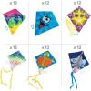 Fun Express Bulk Kites for Kids Ages 4-8 – 72 Pack Assorted Rainbow Beach Kites with String | Easy to Fly Small Kites for Toddlers, Outdoor Activities & Party Prizes | Educational Flying Toys