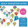 Fun Express Bulk Kites for Kids Ages 4-8 – 72 Pack Assorted Rainbow Beach Kites with String | Easy to Fly Small Kites for Toddlers, Outdoor Activities & Party Prizes | Educational Flying Toys