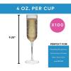 Fun Express Plastic Champagne Flutes Bulk 100 Count – Clear Disposable Wine Glasses for Wedding Reception, Mimosa Bar & Party Supplies | Shatterproof 4oz Cocktail Cups for Formal Events