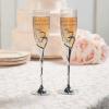 Fun Express Stacked Heart Personalized Wedding Flutes (2 pcs, 8 oz, Silver with Rhinestone Accents)