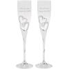 Fun Express Stacked Heart Personalized Wedding Flutes (2 pcs, 8 oz, Silver with Rhinestone Accents)