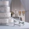 Fun Express Stacked Heart Personalized Wedding Flutes (2 pcs, 8 oz, Silver with Rhinestone Accents)
