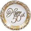 Fun Express – 50th Anniversary Dessert Plates for Wedding – Party Supplies – Print Tableware – Print Plates & Bowls – Wedding – 8 Pieces