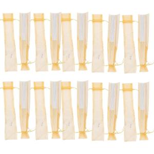 Fun Express – Gold Hand Fan Organza Bags for Wedding – Party Supplies – Fabric & Textile Bags – Wedding – 12 Pieces