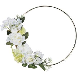 Fun Express – Gold Hoop W/White Floral Accent 13in for Wedding – Home Decor – Floral – Wreaths – Wedding – 1 Piece