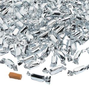 Fun Express – Silver Foil Wrapped Caramels (2lbs) for Wedding – Edibles – Soft & Chewy Candy – Caramel & Licorice & Candy Corn – Wedding – 189 Pieces(Caramel)