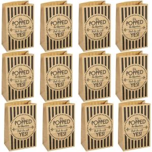 Fun Express 5 1/4″ x 8″ Wedding Popcorn Kraft Paper Treat Bags – Party Supplies – 12 Pieces