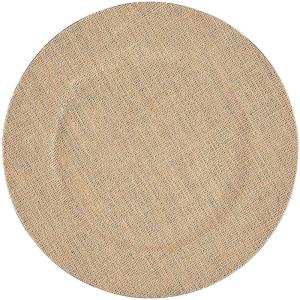 Fun Express Charger Plates Set of 6 – Round Burlap Placemats for Dinner Plates | Rustic Wedding Chargers & Table Decor | Natural Woven Design for Home, Events & Reception Supplies | 13 Inch Beige