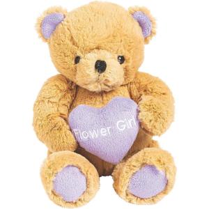 Fun Express Flower Girl Teddy Bear – Premium 8 Inch Stuffed Animal with Embroidered Purple Heart | Perfect Wedding Proposal Gift & Keepsake for Flower Girls from Bride(8″)