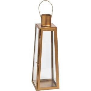 Fun Express Large Metallic Gold Metal Lantern – Elegant Wedding Home Decor Accent – Event Table Settings Parties Celebration Festive Occasions – 16 Inch Tall Stylish Lantern Indoor & Outdoor – 1 Piece