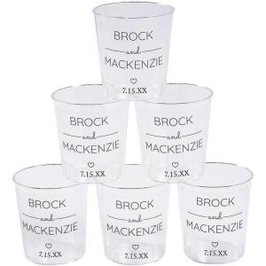 Fun Express Personalized Wedding Plastic Shot Glasses 50 Pieces