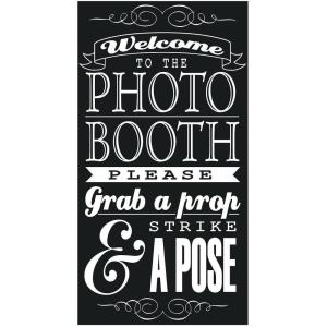 Fun Express Photo Booth Instructions Sign for Wedding and Party Decor – Black, White