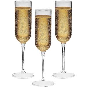Fun Express Plastic Champagne Flutes Bulk 100 Count – Clear Disposable Wine Glasses for Wedding Reception, Mimosa Bar & Party Supplies | Shatterproof 4oz Cocktail Cups for Formal Events