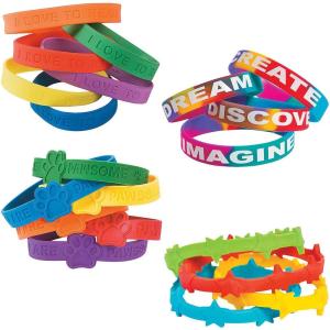 Fun Express Rubber Bracelet Assortment, Bulk 96 Pc