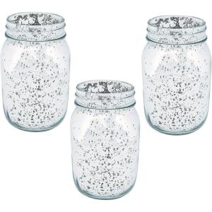 Silver Mercury Glass Mason Jars (bulk set of 12) Wedding and Home Decor