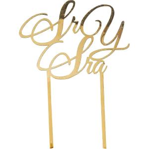 Sr Y Sra Cake Topper for Wedding Cakes – Gold – Spanish for Mr and Mrs