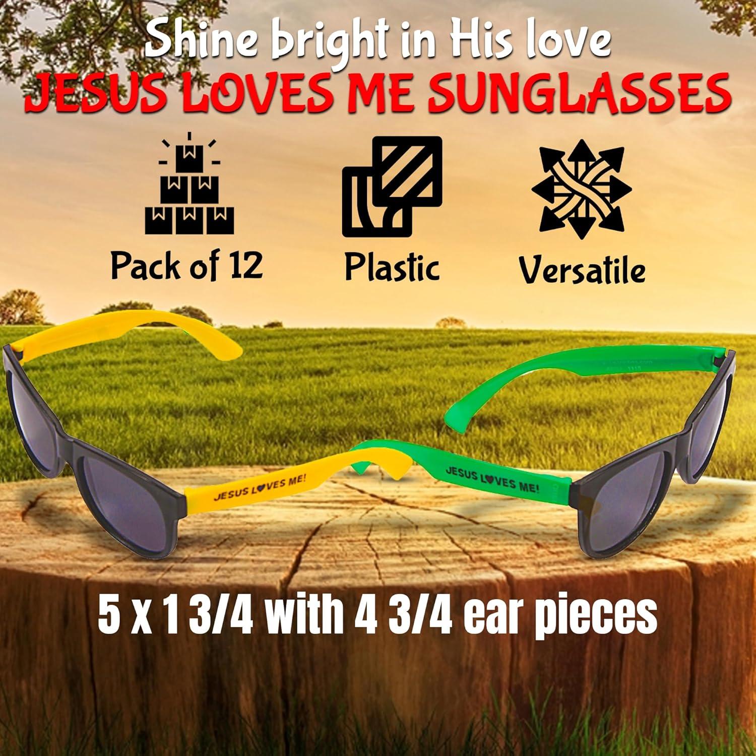 image:imageFun Express JESUS LOVES ME Sunglasses Colorful FaithInspired Kids Party Accessories Ideal for Church Events Gifts Birthday Parties Celebrations and Special Occasions 12 Pieces