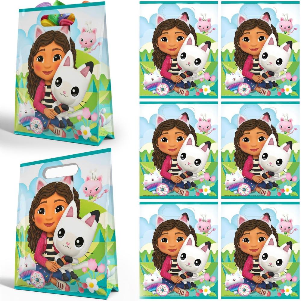 image:imageDreamWorks Gabbys Dollhouse Plastic Goody Bags 8 Count Party Favor Bags with Gabby amp Friends 75 x 875 for Kids Birthday Parties amp Themed Celebrations