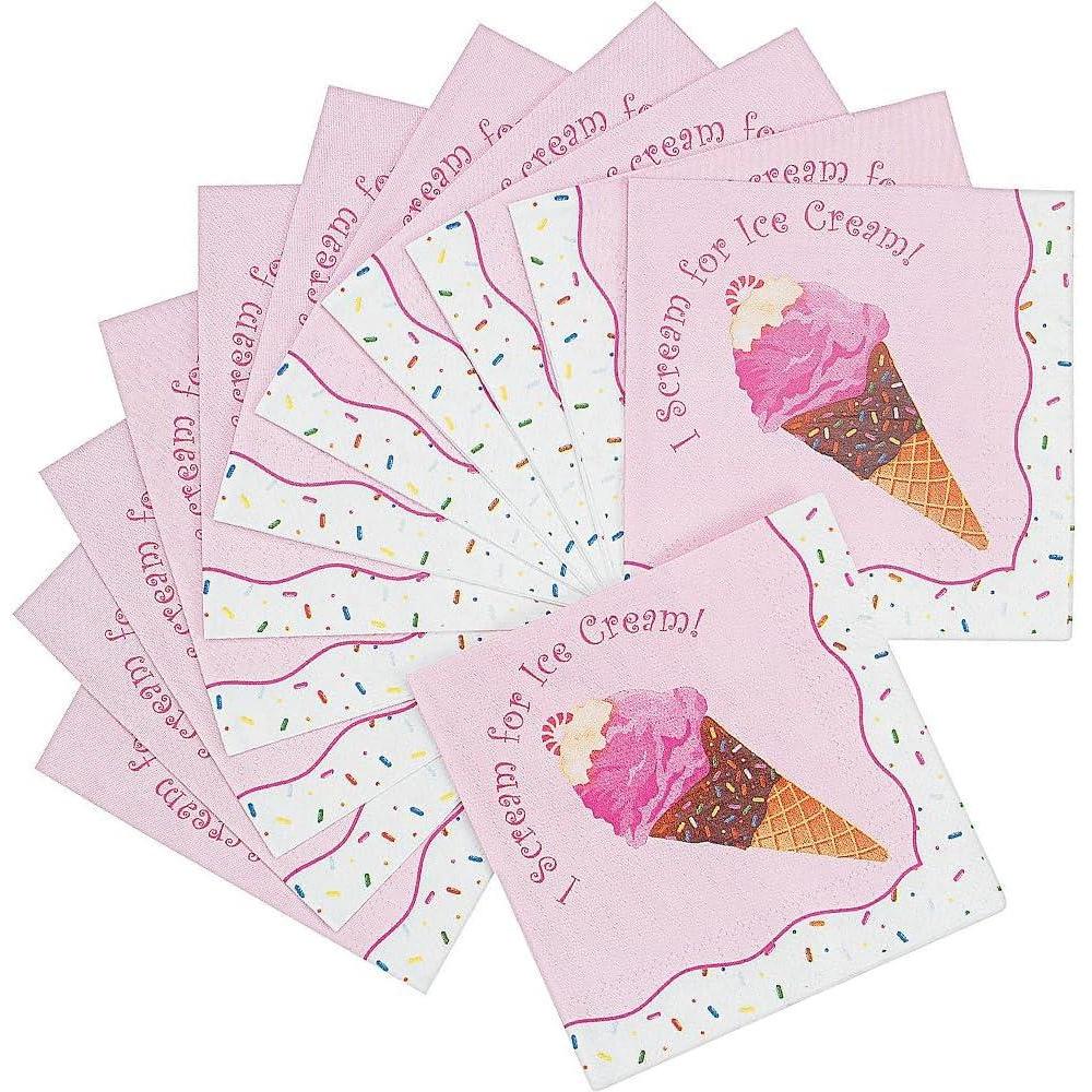 image:imageFun Express  I Scream For Ice Cream Beverage Napkins for Birthday  Party Supplies  Print Tableware  Print Napkins  Birthday  16 Pieces