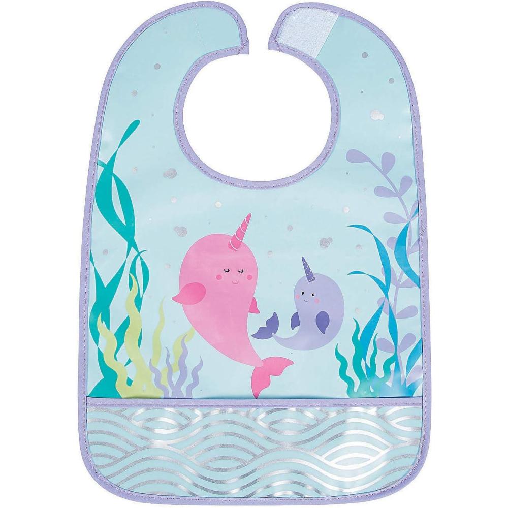 image:imageFun Express 1 Piece Narwhal Party Bib BPA Freen Plastic Apparel Accessories Birthday Party Supplies MultiColor