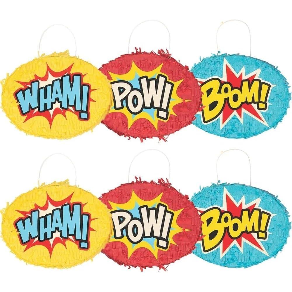 image:imageFun Express Comic Superhero Mini Pinatas Set of 6 Birthday Party Decor
