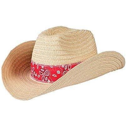 image:imageFun Express Cowboy Hat Straw Cowgirl Hat Bulk 12 Pack Western Party Decorations amp Favors for Men Women Rodeo Theme Birthday Parties Country Events amp Costume Accessories with Red Bandana Accent