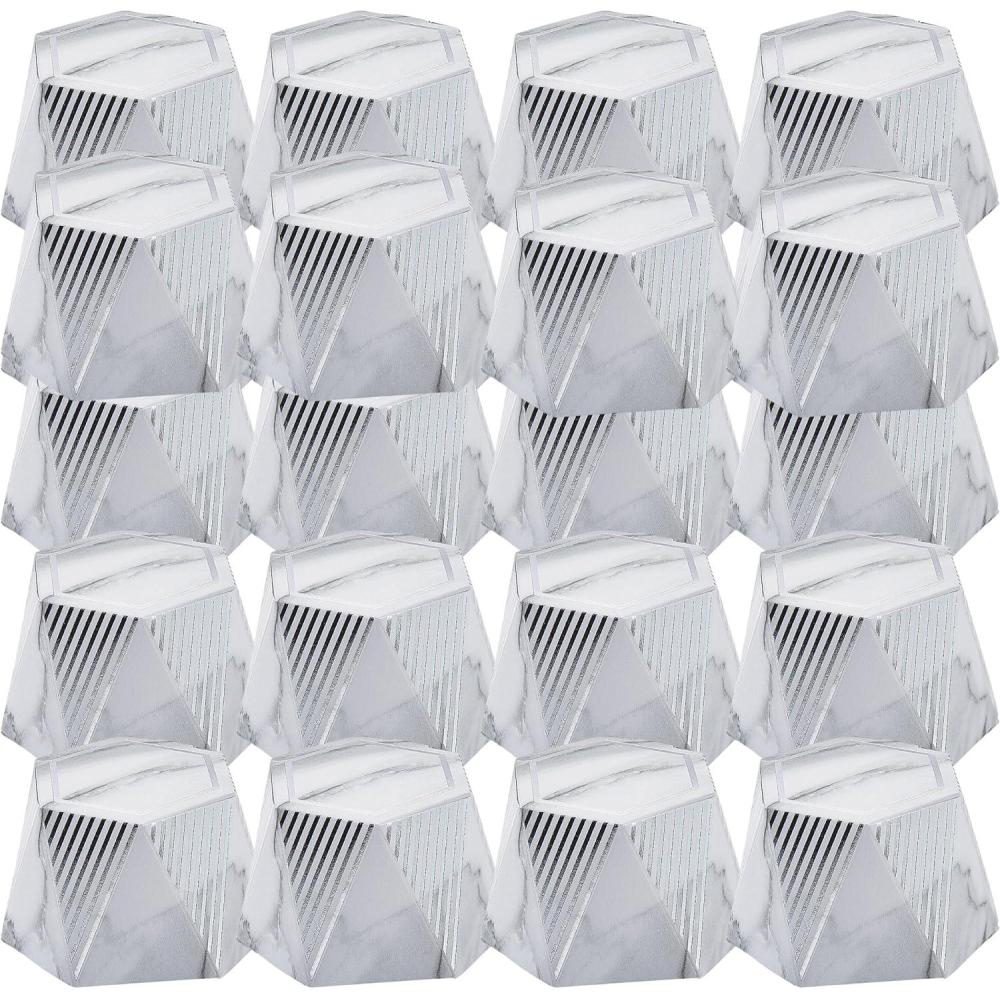 image:imageFun Express Geometric Silver Marble Favor Box Set Stylish and Elegant Party Decor for Weddings Birthdays Receptions Bridal Showers amp Special Occasions Perfect for Treats Gifts amp More 24 Pieces