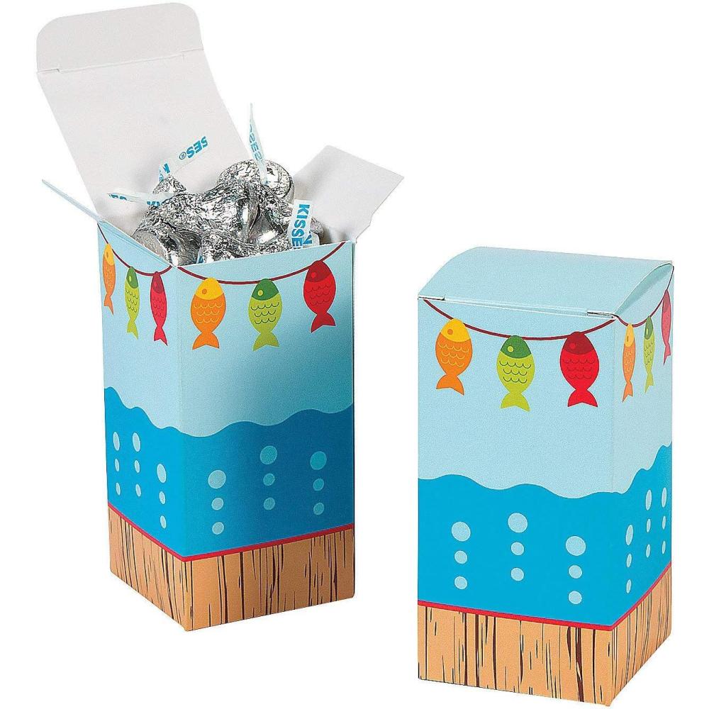 image:imageFun Express Little Fisherman Favor Boxes for Birthday Party Supplies Containers amp Boxes Paper Boxes 12 Pieces Blue or Orange