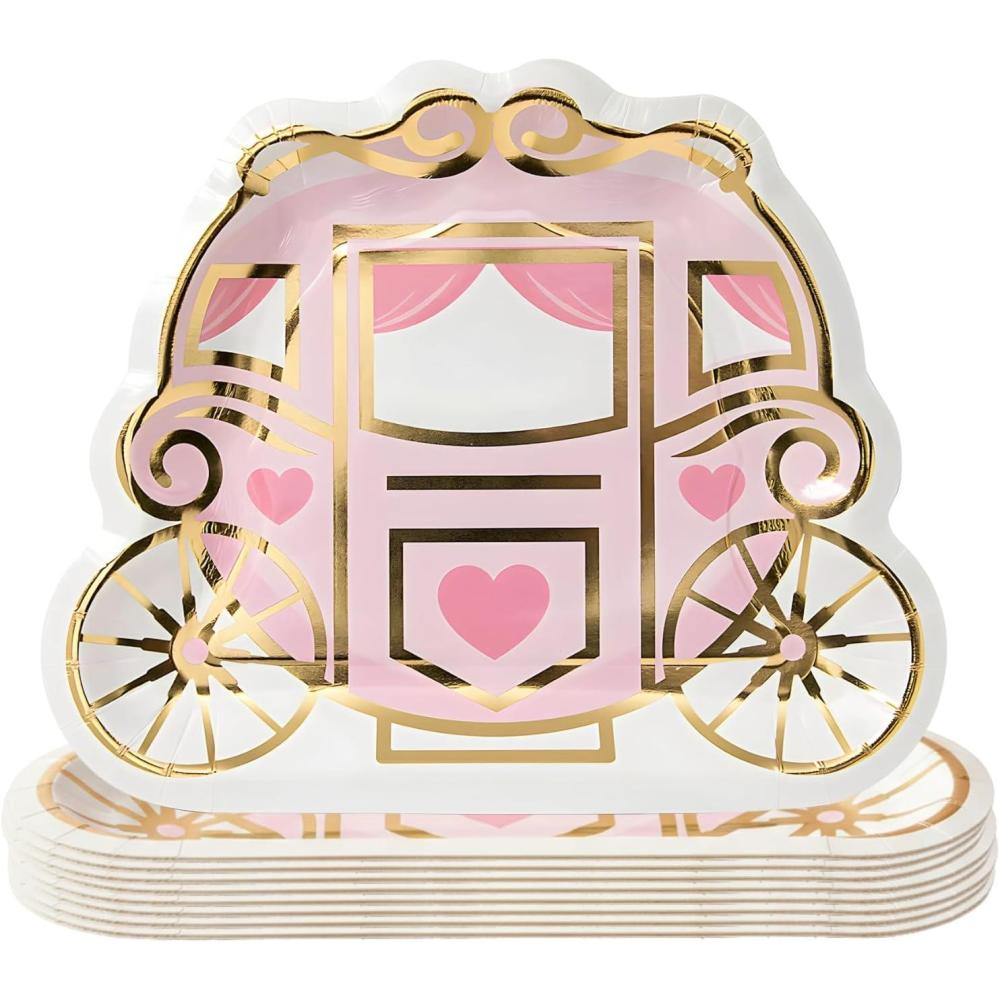 image:imageFun Express Princess Carriage Dessert Plates  Charming Pink amp Purple Design for PrincessThemed Parties Birthdays Bridal Showers amp Special Occasions  Serving Cake Cupcakes amp Desserts  8 Pieces