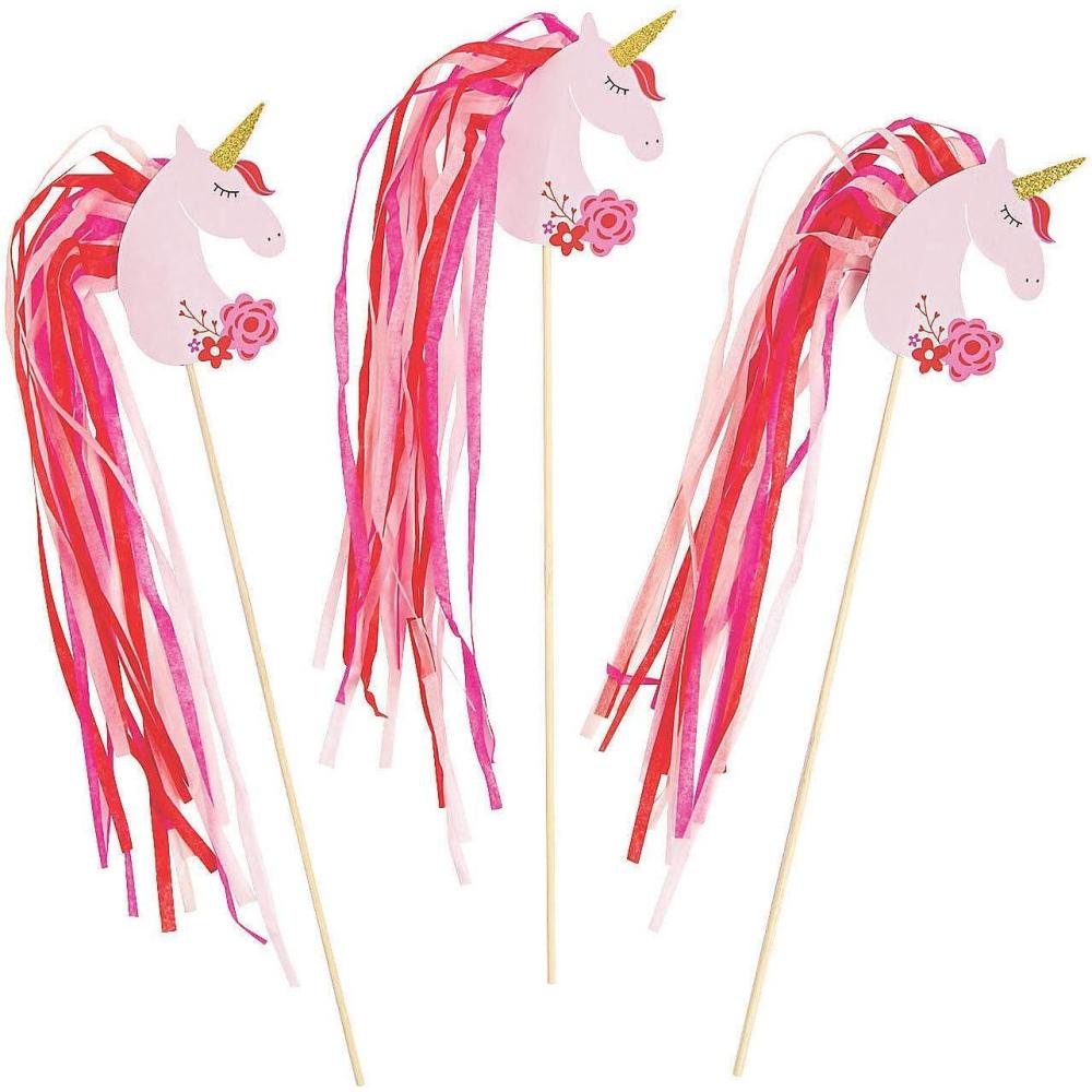 image:imageFun Express Valentine Unicorn Wands Sparkly UnicornThemed Party Favors Apparel Accessories and Gifts for Kids Parties Birthdays and Valentines Day Celebrations Fun Whimsical Design 6 Pieces