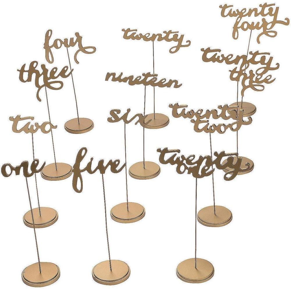 image:imageFun Express Wood Cursive Table Numbers Gold Set of 124 Wooden Calligraphy style for Wedding and Party Events