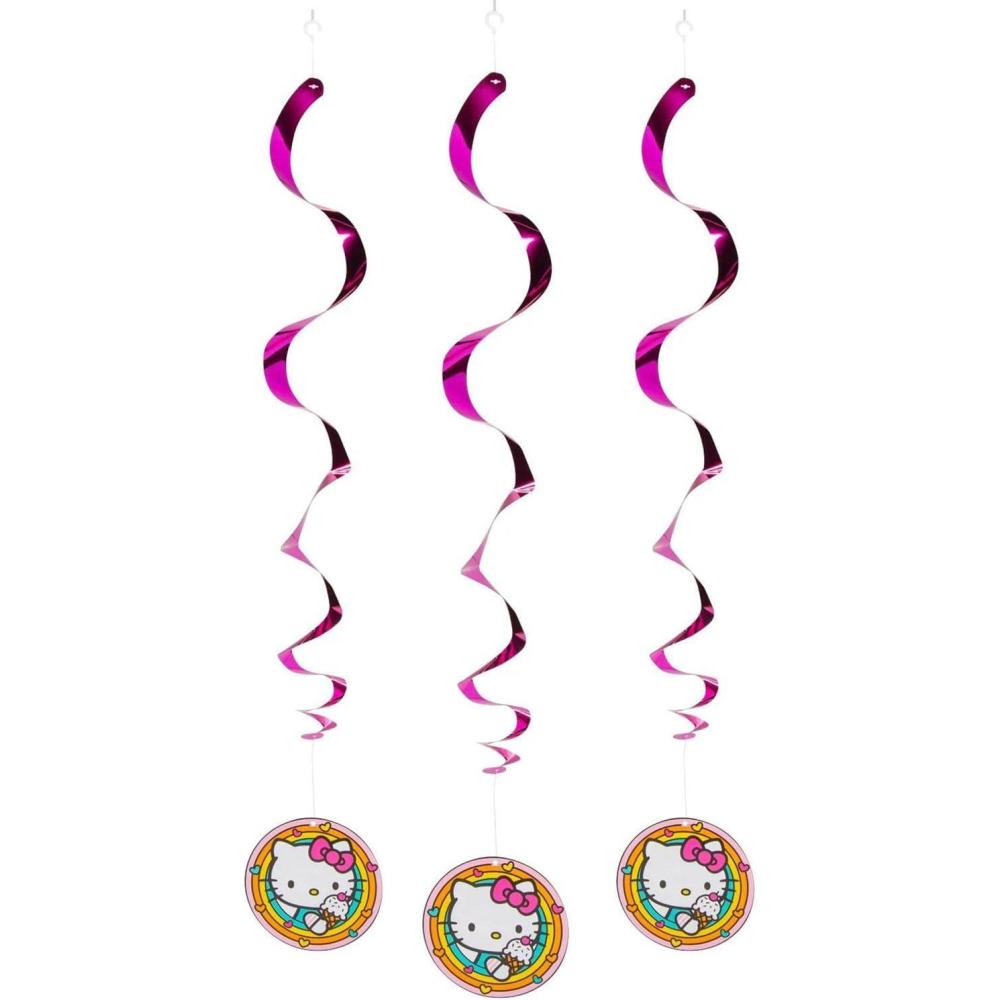 image:imageHello Kitty Pink Foil Hanging Swirl Decorations 30Inch 3 Count Sanrio Ceiling Swirl Streamers for Birthday Parties Kids Room Dcor and Themed Events