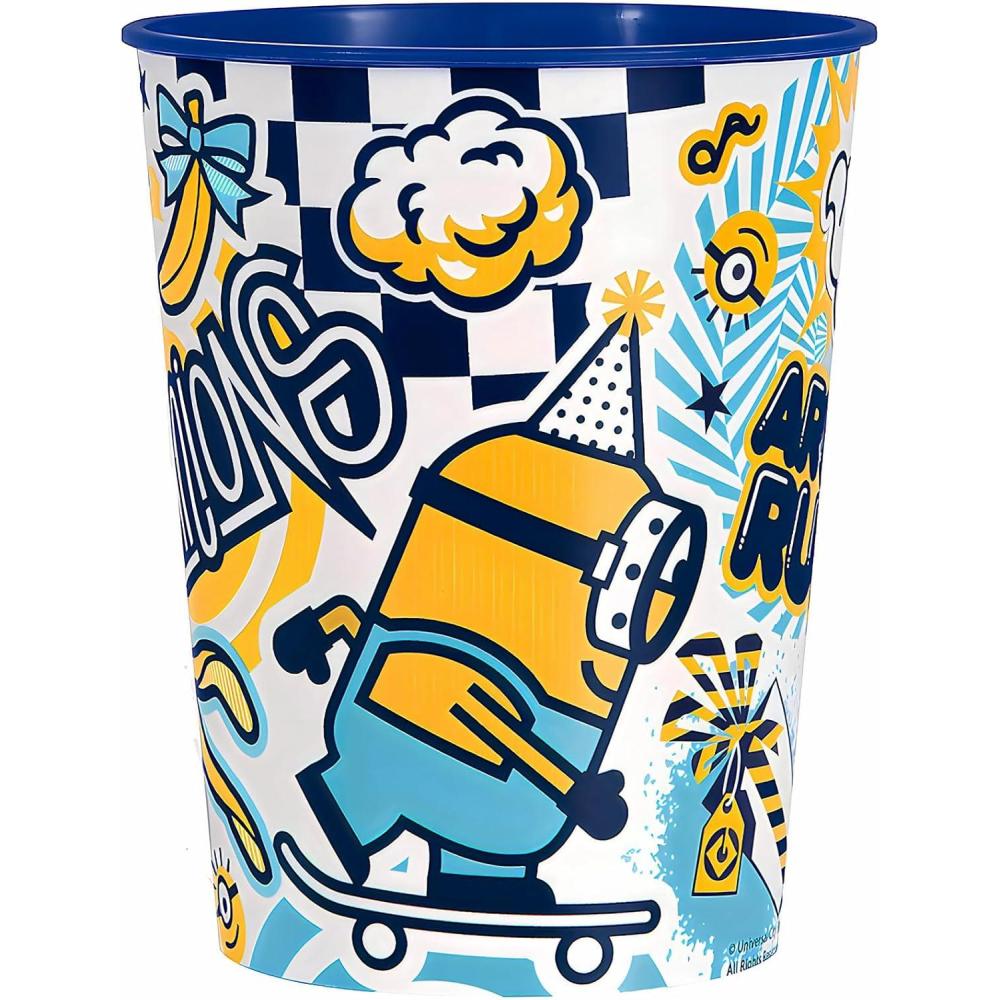 image:imageMulticolor Minions Checkered Skateboard Reusable Plastic Favor Tumbler Party Supplies 16 oz 1 Pc Perfect for Birthday Celebrations Kids Parties and Everyday Use