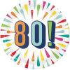 Fun Express 80th Birthday Burst Paper Dessert Plates – Vibrant Party Tableware for Celebrating Milestone Birthdays – 8 Pieces