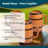 Fun Express Barrel Mugs 12 Pack – Western Party Decorations & Cowboy Theme Cups | 16oz Brown Plastic Reusable Mugs with Handles for Rodeo Birthday Parties & Country Celebrations