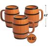 Fun Express Barrel Mugs 12 Pack – Western Party Decorations & Cowboy Theme Cups | 16oz Brown Plastic Reusable Mugs with Handles for Rodeo Birthday Parties & Country Celebrations