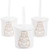Fun Express Kids’ Wedding Cake Reusable Plastic Cups with Lids & Straws – 12 Ct