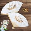 Fun Express She Said Yas Folding Hand Fans – Elegant Wedding Engagement Bachelorette Party Favors for Brides Bridesmaids Guests – Perfect for Celebrations Special Occasions – 12 Pieces – White, Gold